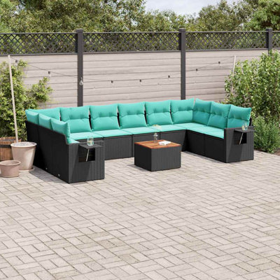 Ensemble de canapé de patio 11 pièces avec coussins en rotin de polyester