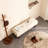 Rectangular Upholstered Tufted Linen Fabric Ottoman Bench