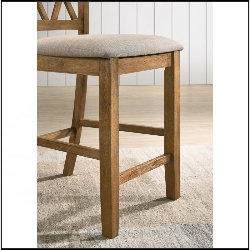 Windvale Cross-Buck Wood 5-Piece Counter Height Dining Set, Tan