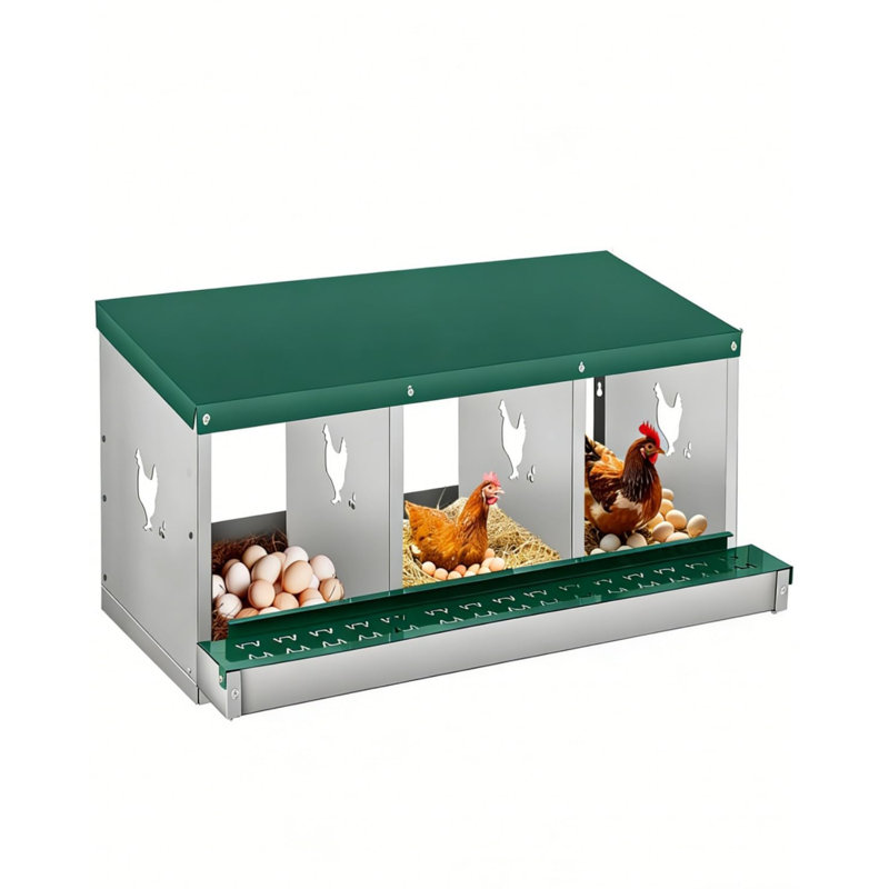 Boîte de nidification à 3 compartiments pour poulets, poules, poules, poules en métal