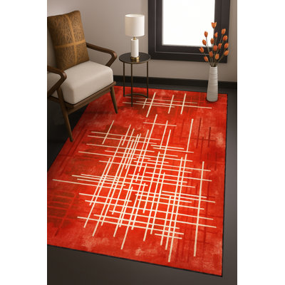 Tapis bleu tissé lavable rétro Mosso