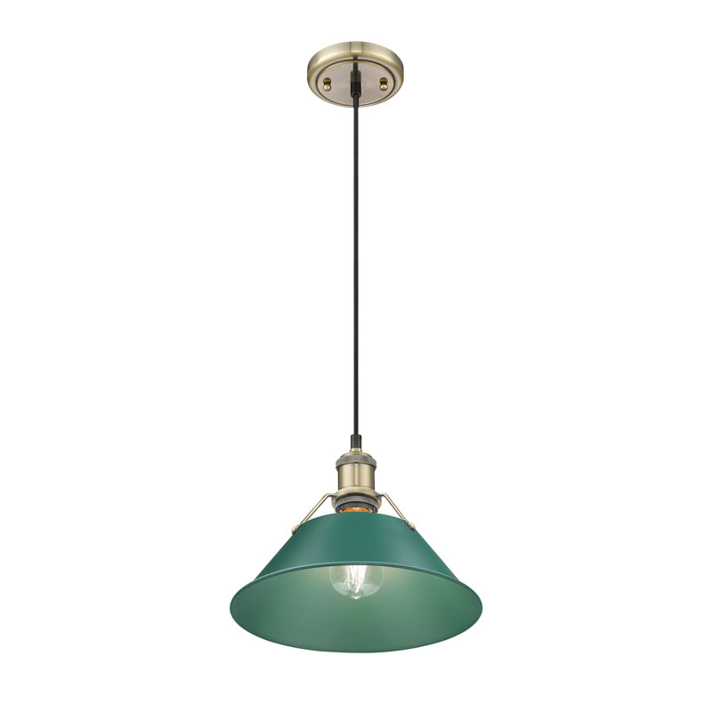 Petit luminaire suspendu Akifumi avec pin vert, H 130 po x l 10 po x P 10 po, Laiton vieilli