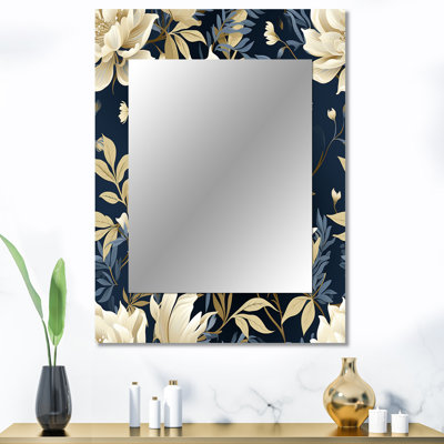 Delanos Industrial - ivoire et bleu, motif floral fusion - miroir mural décoratif floral