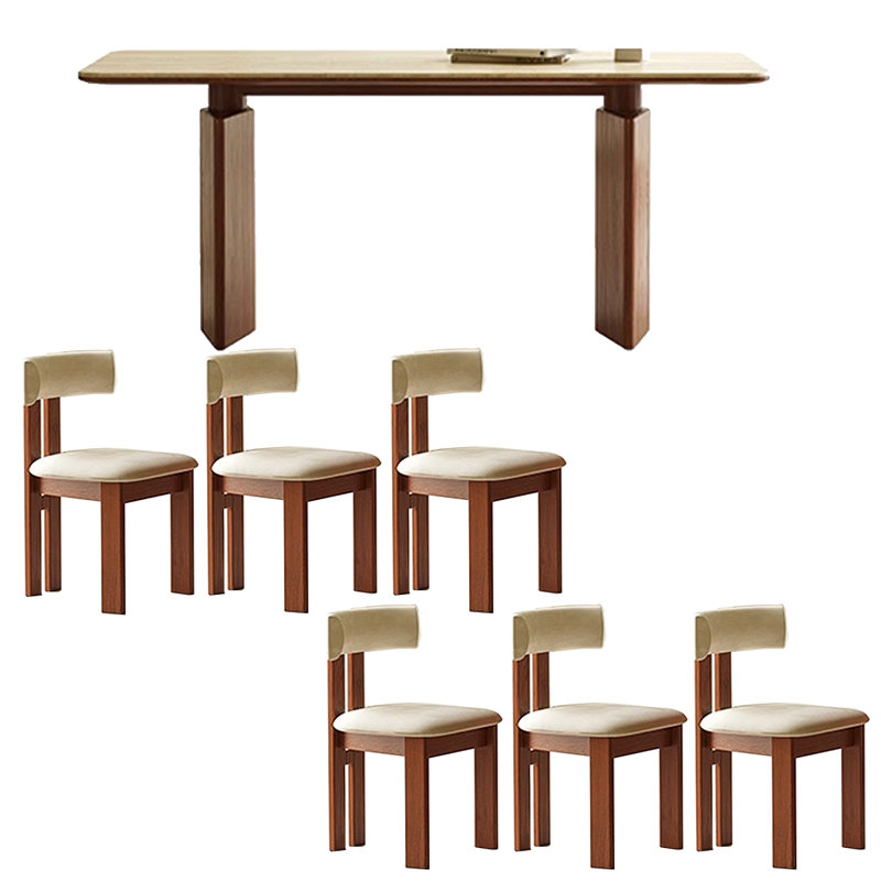 Cave stone slab rectangular dining table, 29.53"H x 70.87"L x 31.5"W