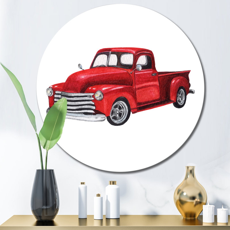 Camionnette rouge rétro - peinture sans cadre