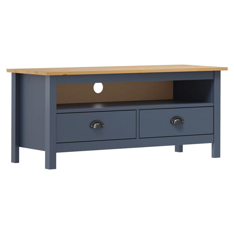 Latique Solid Wood TV Stand, Gray/Honey Brown