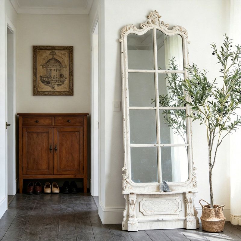 Miroir décoratif de style français rétro de style floral pour l'entrée