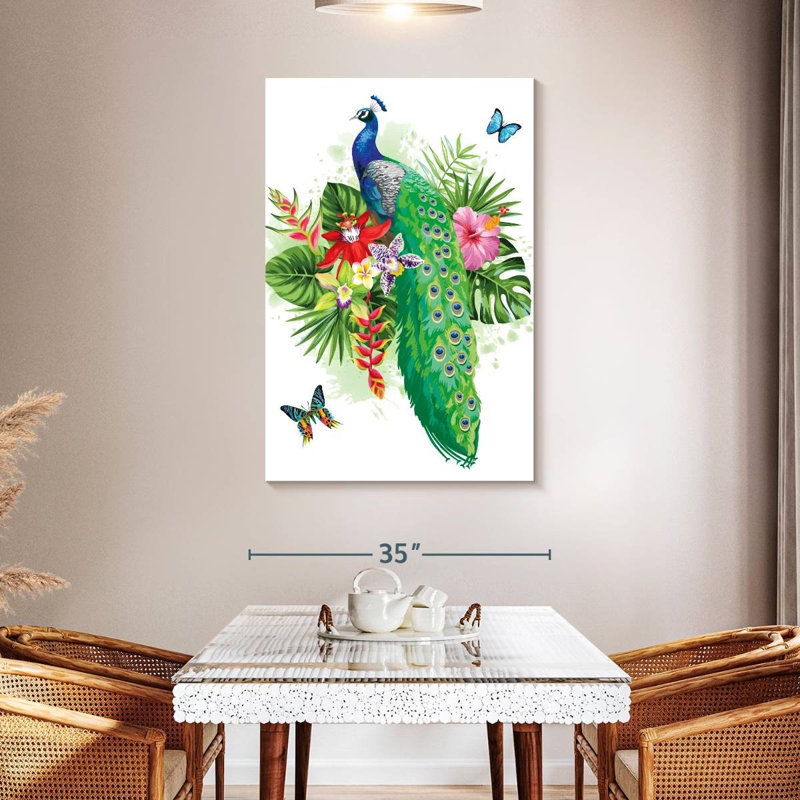 Brampt Tropical Blue Peacock, 48" H x 32" W