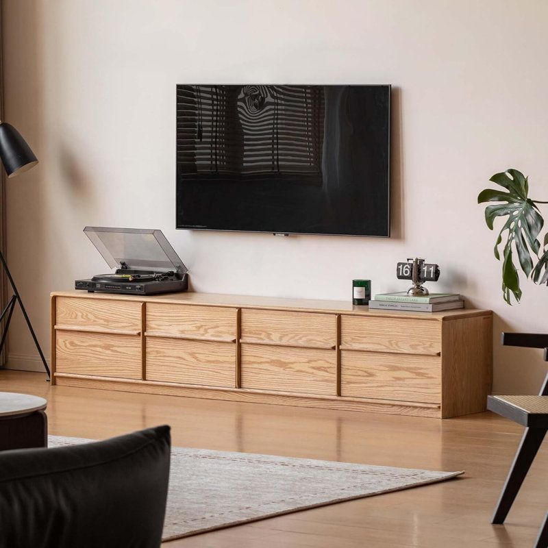 Meuble télé 78,74 po L 78,74 po, L 78,74 po, Chêne rouge et transparent 