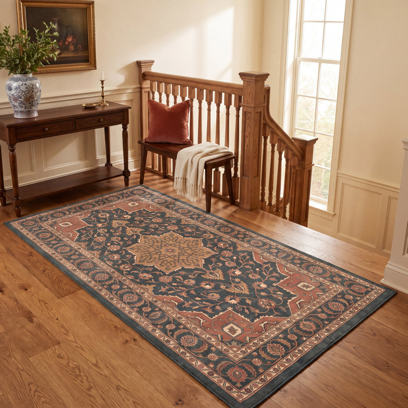 Tapis Yardley traditionnel à médaillon, style persan, or, vert, crème, ivoire, lavable à la machine, antidérapant, à poils courts, pour l'intérieur et l'extérieur, adapté aux animaux domestiques, idéal pour le salon, la chambre, la salle à manger, l'entrée, le couloir ou le bureau.