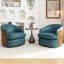 Faux Leather Swivel Barrel Chair-96441029