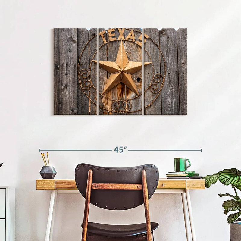 Texas Star Wall Art Multi Piece Canvas Print, H 24 po x l 38 po x P 1,25 po