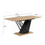 Table de salle à manger extensible de 61,81 po (46,46 po), table rectangulaire géométrique moderne avec structure en métal robuste et base en panneau de fibres à densité moyenne, plateau de table en bois réglable pour la maison, la salle à manger et les espaces de bureau