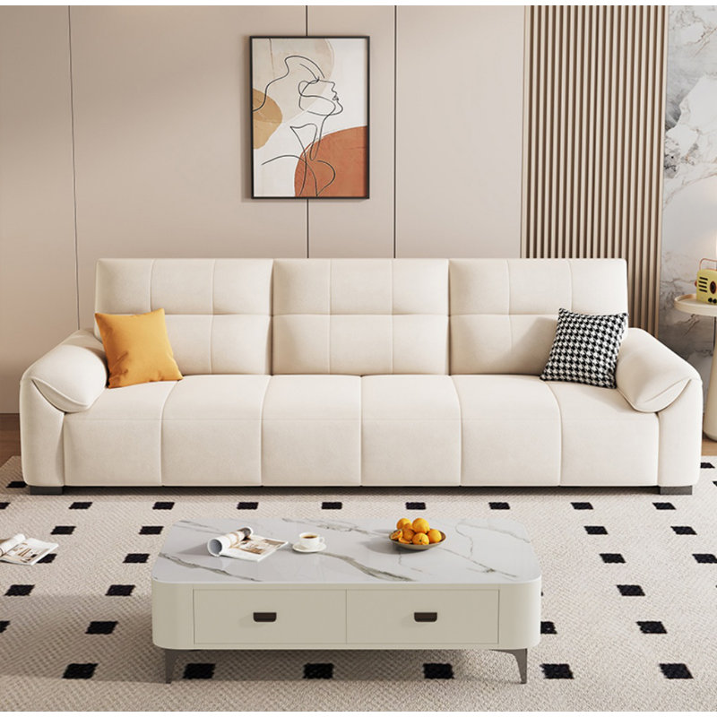 Canapé simple en similicuir, H 34,6 po x l 86,6 po x P 36,2 po, 3