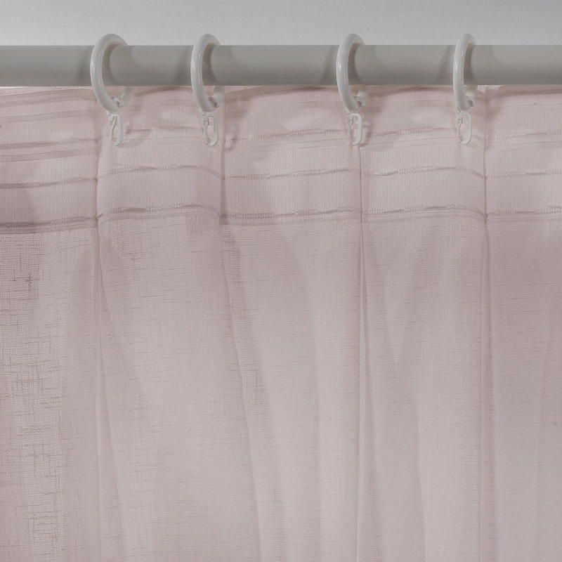 Pinch Pleated Extra Long & Extra Wide Faux Linen Semi Sheer Single Panel, 75" W x 84" L, Rose Pink