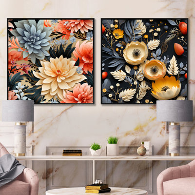 «Israël» - Ensemble de 2 collages carrés floraux