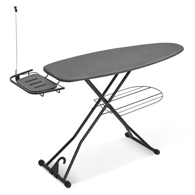 Metal Panel Iron Board with Iron Rest, Adjustable Height Heavy Duty Ironing Board