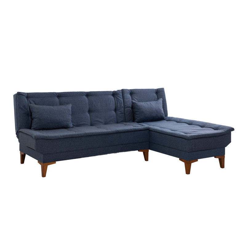 Canapé-lit et méridienne 88,6 po, Lin bleu foncé