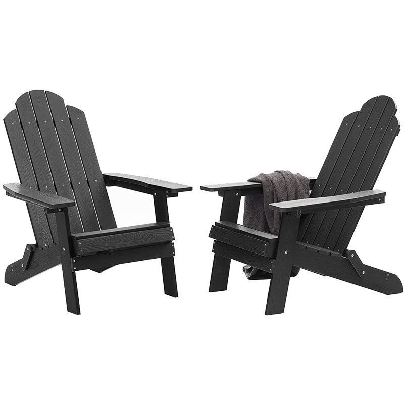 Suzzette Foldable Outdoor Adirondack Set, Black