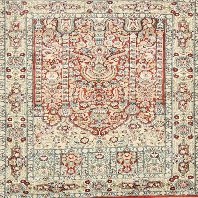 Tapis beige / rouge, Rectangle 5 pi x 8 pi