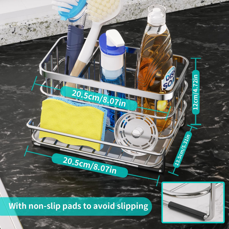 4 in 1 Sponge Holder with Drip Tray, Sliver