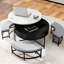 Table basse à plateau relevable moderne avec rangement et 3 repose-pieds blanc et noir-130569187-130569190