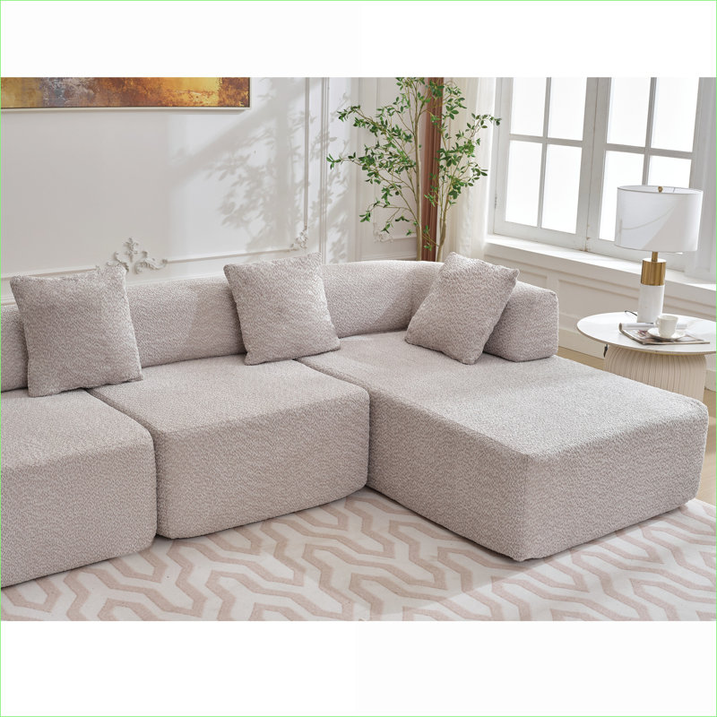 Canapés modulaires | Canapé modulaire moderne en L à 4 places en forme de L à 4 places, gris ardoise | Gris | Polyester