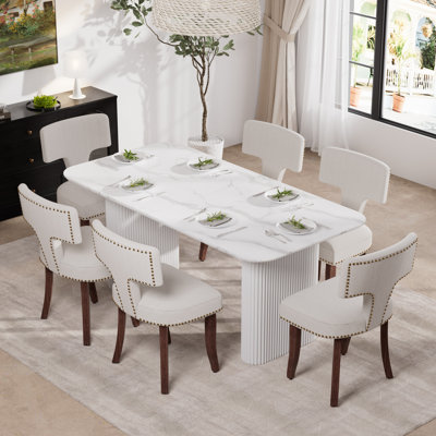 Rectangular Wooden Dining Set with Upholstery Dining Chair