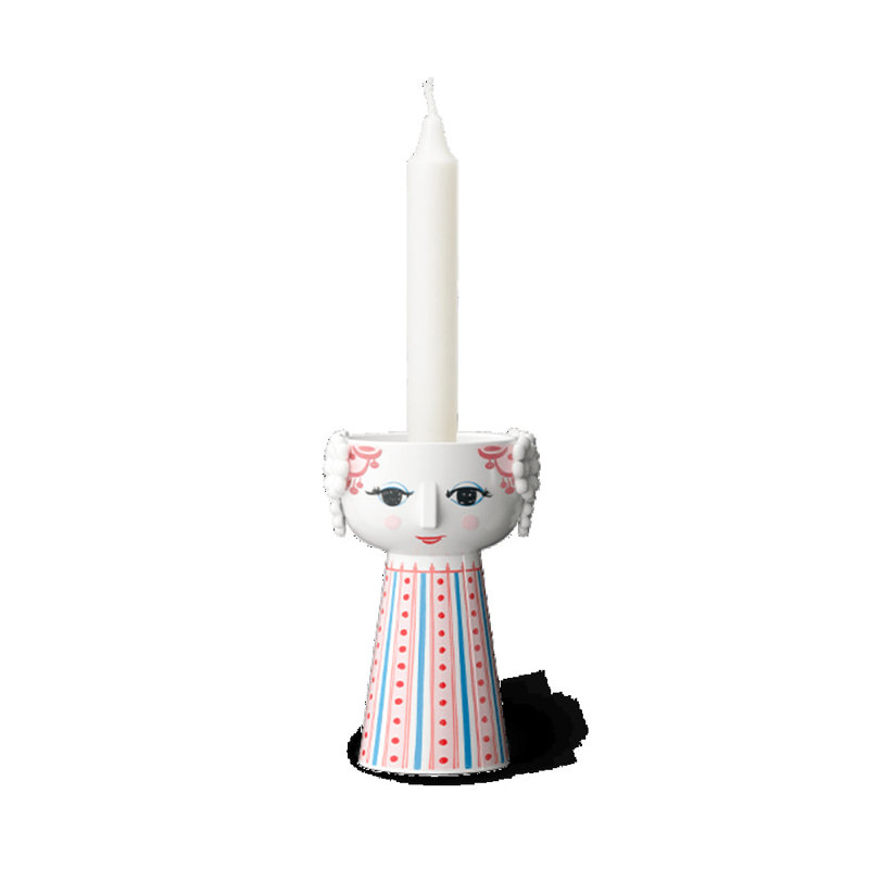 Eva Candle Holder, Red, 5.5" H x 3.5" W x 5.5" D