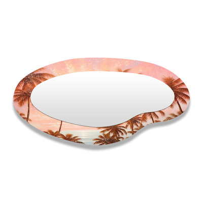 Rose Radiance Sunset Palm Trees III - Miroir mural traditionnel traditionnel