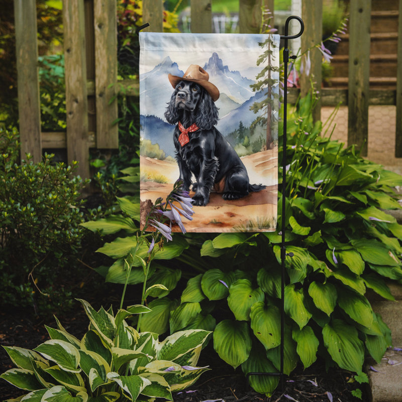 Drapeau Cowboy Welcome Garden, Épagneul cocker noir