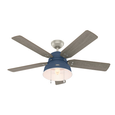 52" Mill Valley 5 - Blade Outdoor Standard Ceiling Fan with Pull Chain and Light Kit Included