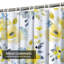Rideau de douche aquarelle bleu jaune avec fleurs abstraites et 12 crochets-1969504452