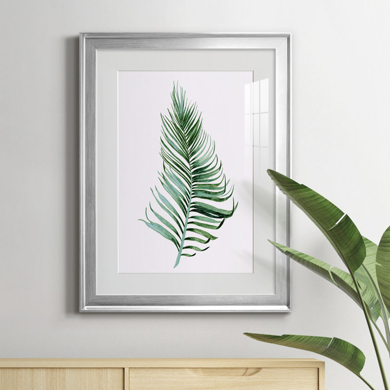 Sage Frond II - peinture encadrée, H 18,5 po x l 24,5 po x P 1,5 po, Argent