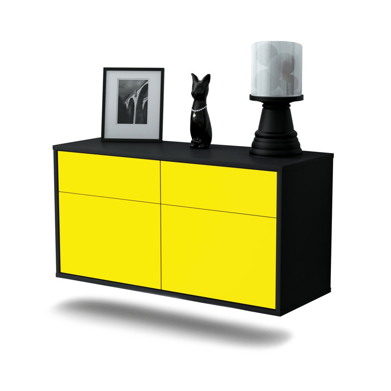 Martindell Unfinished Floating TV Stand, Yellow