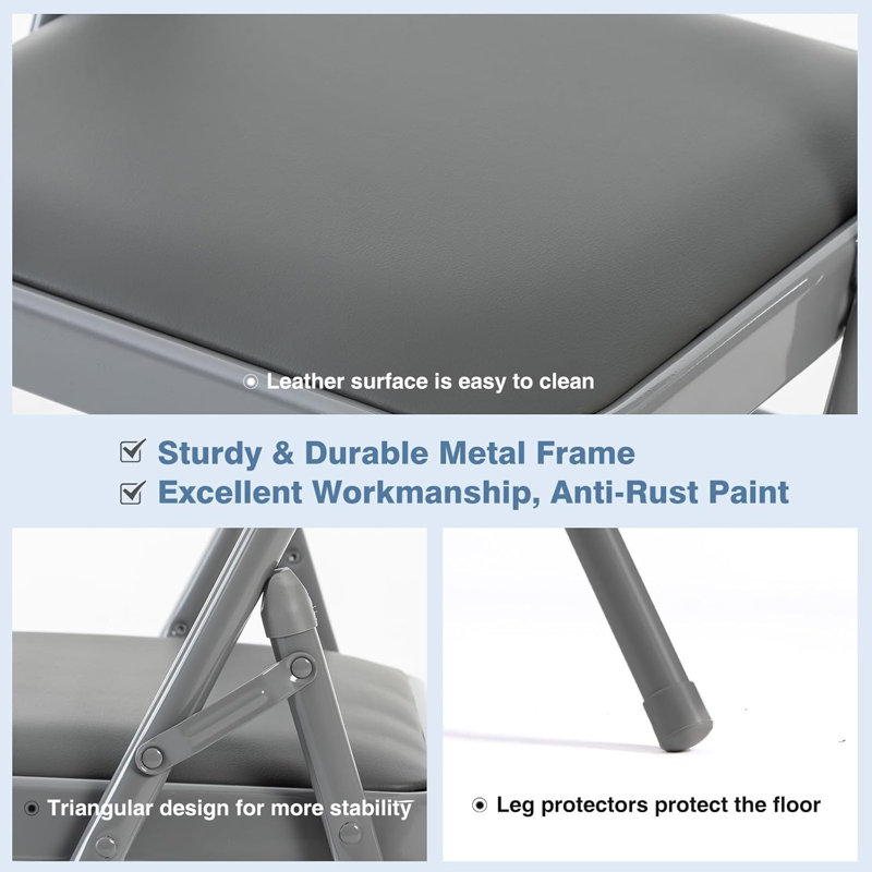 Chaises pliantes en cuir synthétique Crossland, Grey