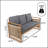 Gable Bohemian 63" Woven Rope Acacia Wood Outdoor Sofa Bench, Teak Brown Finish Frame with Gray Cushions for Patio, Deck & Backyard-194421187