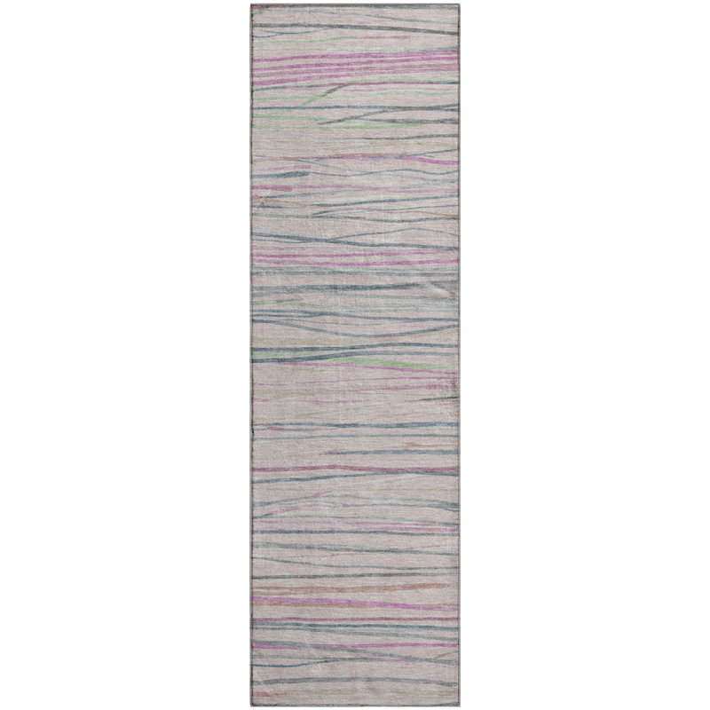 Premium Machine Washable Harjo AMF1603 Stripes Rug, Runner 2'3" x 7'6"