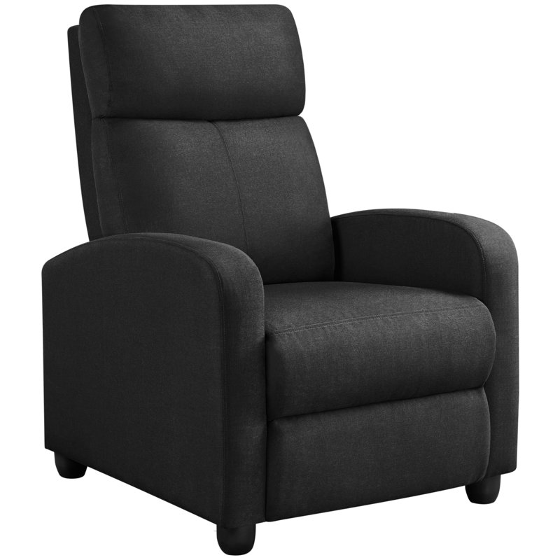 Canapé inclinable réglable moderne en tissu avec siège et dossier plus épais, Lin noir