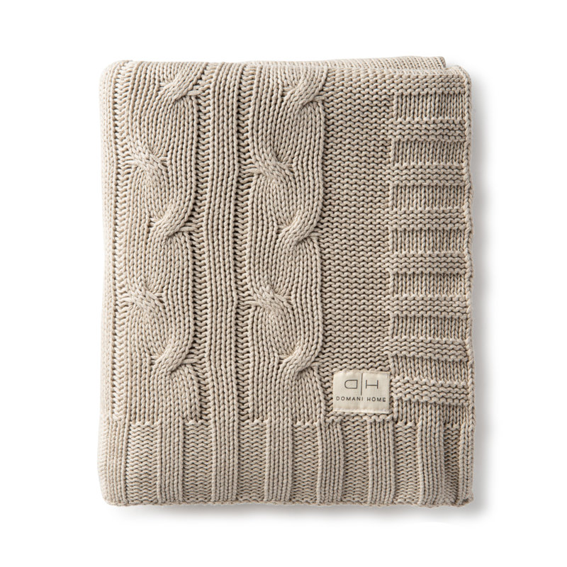 Cable Knit Throw, Taupe