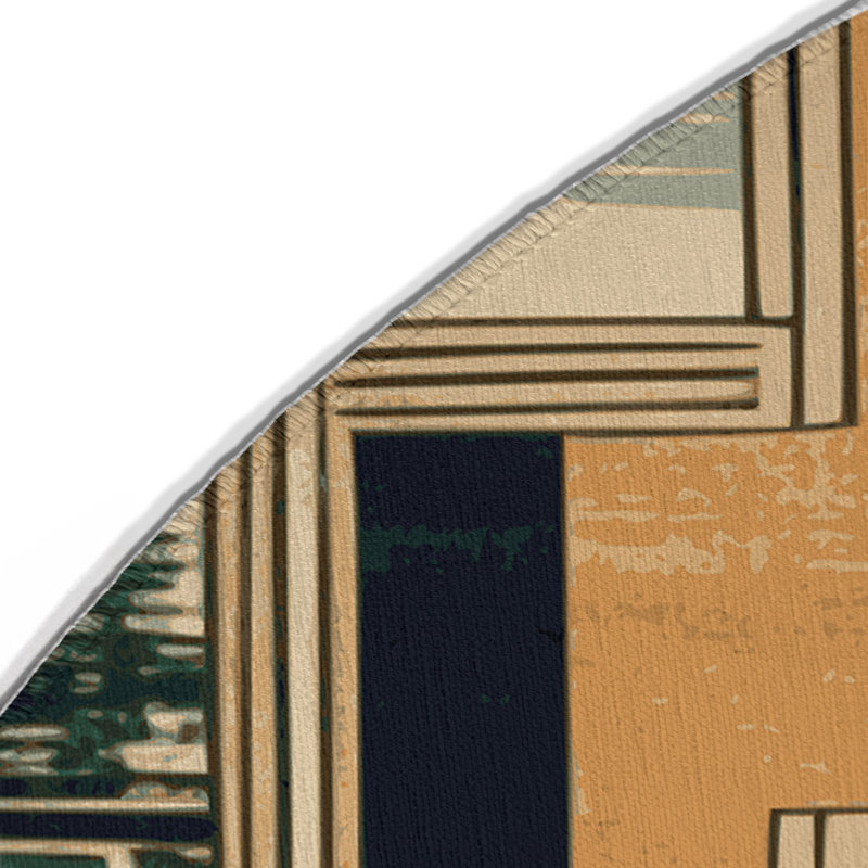 ArtDeco Brown Indoor and Outdoor Area Rug, Round 5'