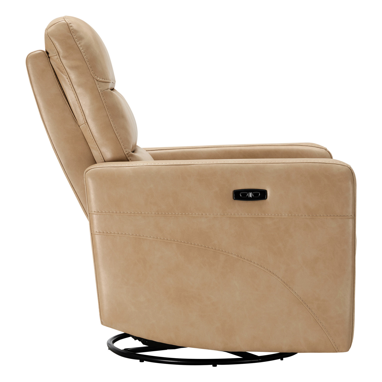 Mila 33" Genuine Leather Swivel Recliner, Copley Wheat Vegan Leather