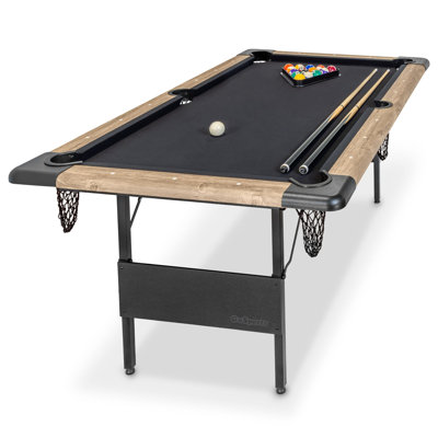 Table de billard pliable GoSports 6 pi - Table de billard portable avec accessoires - Chêne avec feutre noir