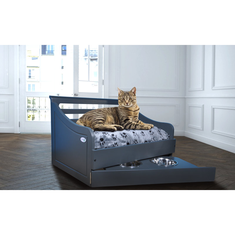 Canapé pour chien en bois Hardesty Paws, Moyen (l 19,49 po x P 28,35 po x H 15,35 po), Gris charbon