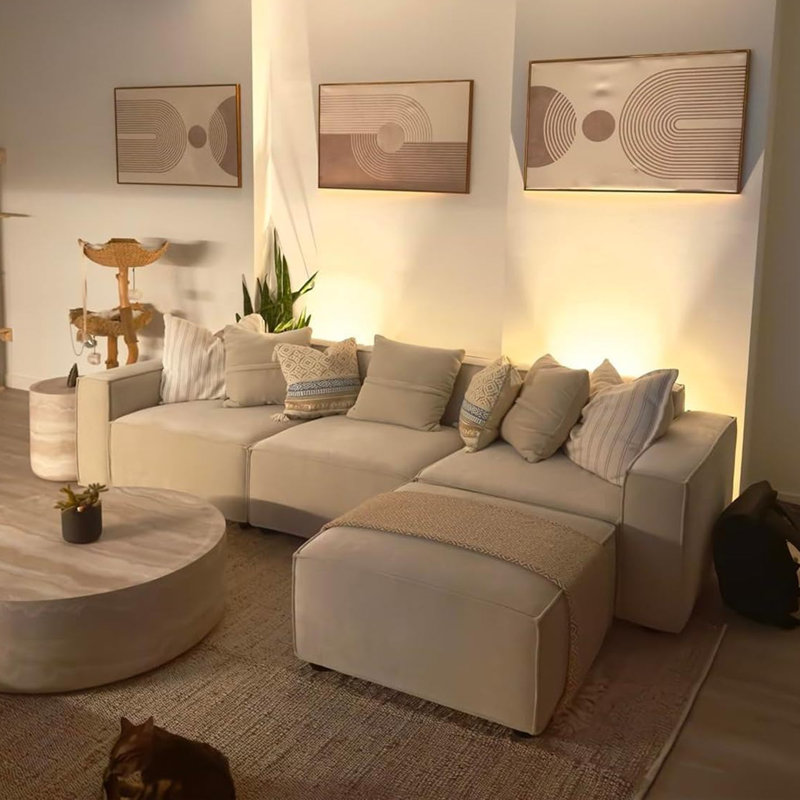 Ensemble de canapé modulaire Zola, en forme de L, crème Zola, L-Shaped