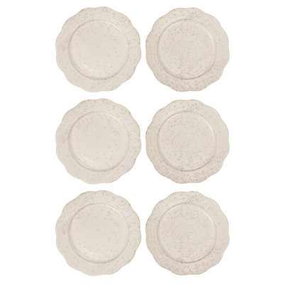 Stoneware Scalloped Plates In Reactive Glaze