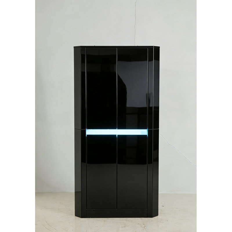 Armoire de coin à miroir, Noir