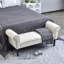 Banc de bout de lit 52 po, banc de repose-pieds rembourré en lin, banc d'entrée de chambre avec accoudoirs-614866043