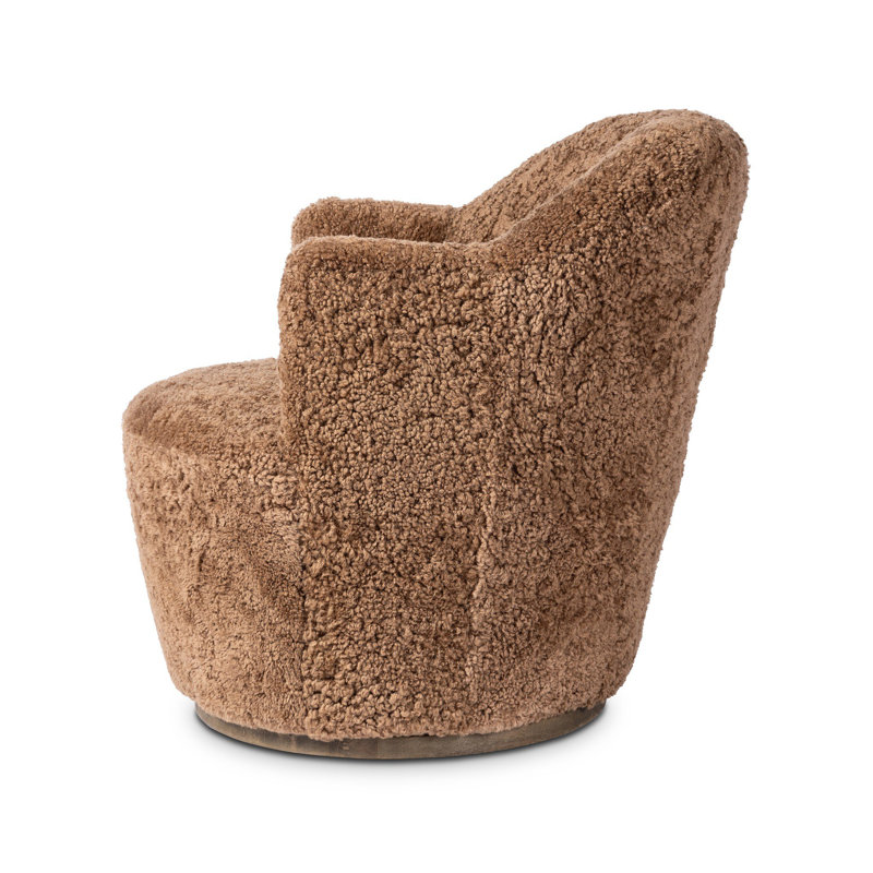 Aurora 26" Wide Swivel Armchair, Amber Shearling
