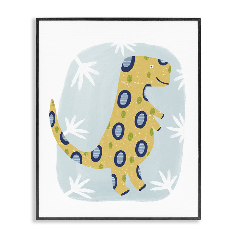 T-Rex avec feuilles, estampe numérique encadrée par Lisa Nohren, Giclée encadrée noir minuit, H 20 po x l 16 po